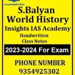 S.Balyan Insights IAS Academy World History Handwritten Class Notes